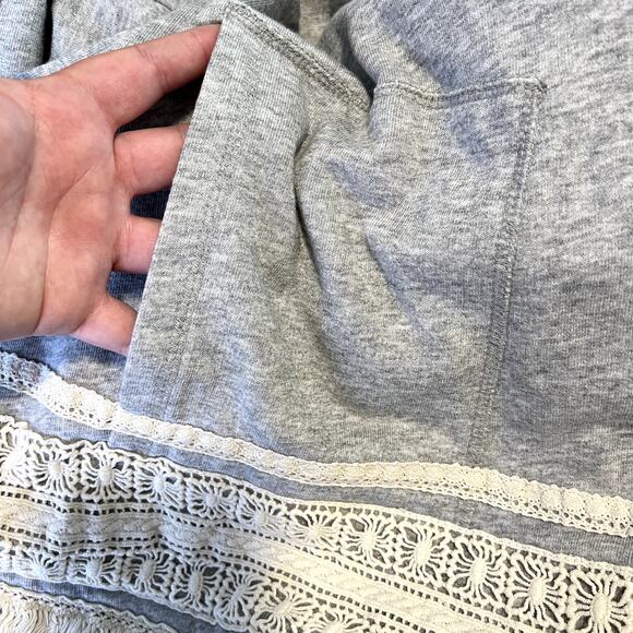 Democracy Artisan Crafted Cardigan Gray Open Front Crochet Accent Women's Size M - Picture 10 of 12